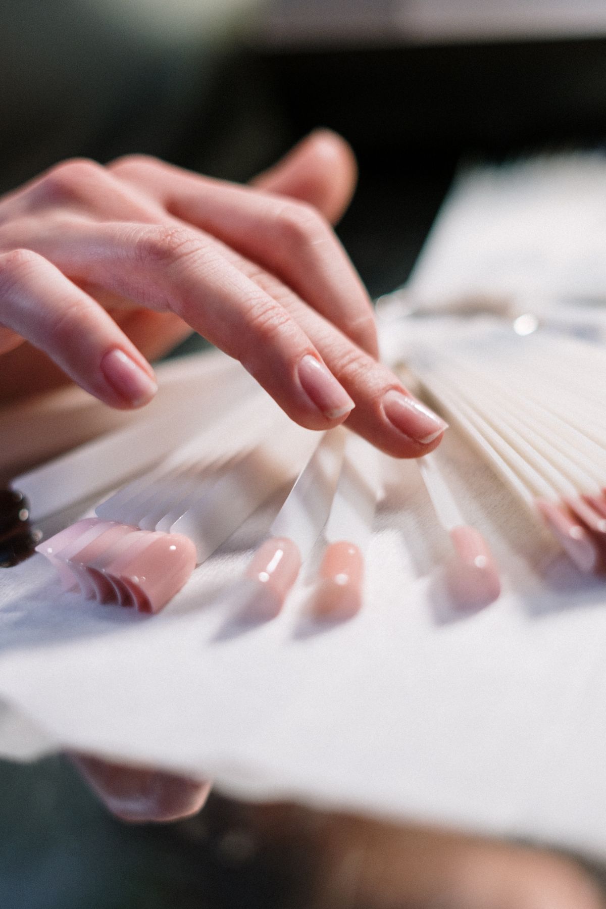 Nail tip selection during a manicure appointment